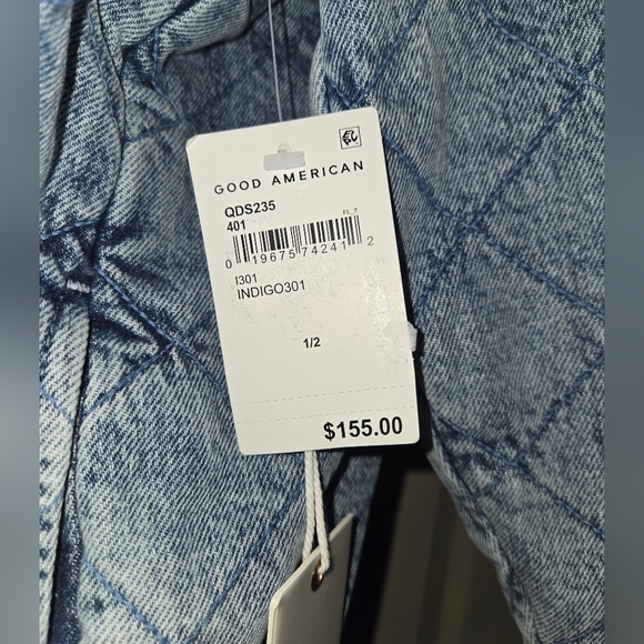 NWT Good American Quilted Relaxed Fit Denim Shacket - Picture 8 of 8